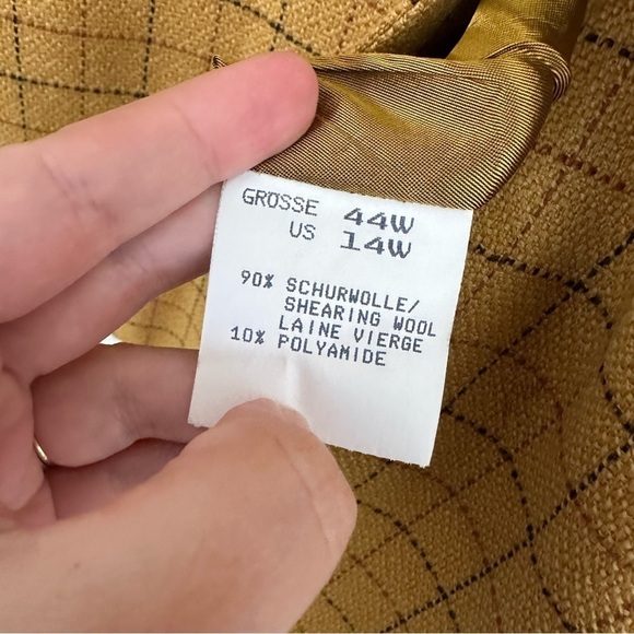 VTG Givenchy Women 14W Wool Yellow Oversized Plaid Boyfriend Blazer Jacket - Picture 6 of 7